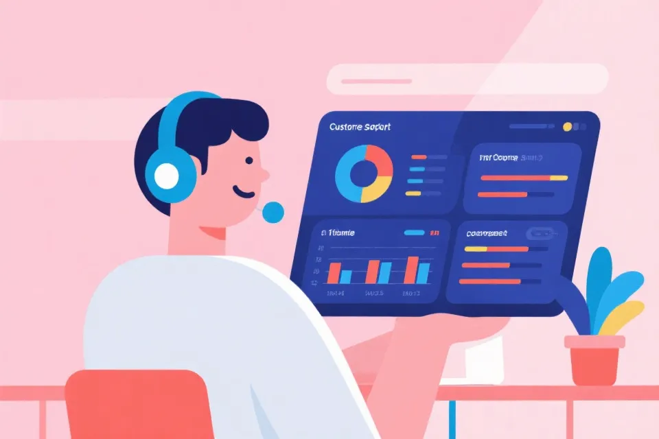 数据与客服支持插画